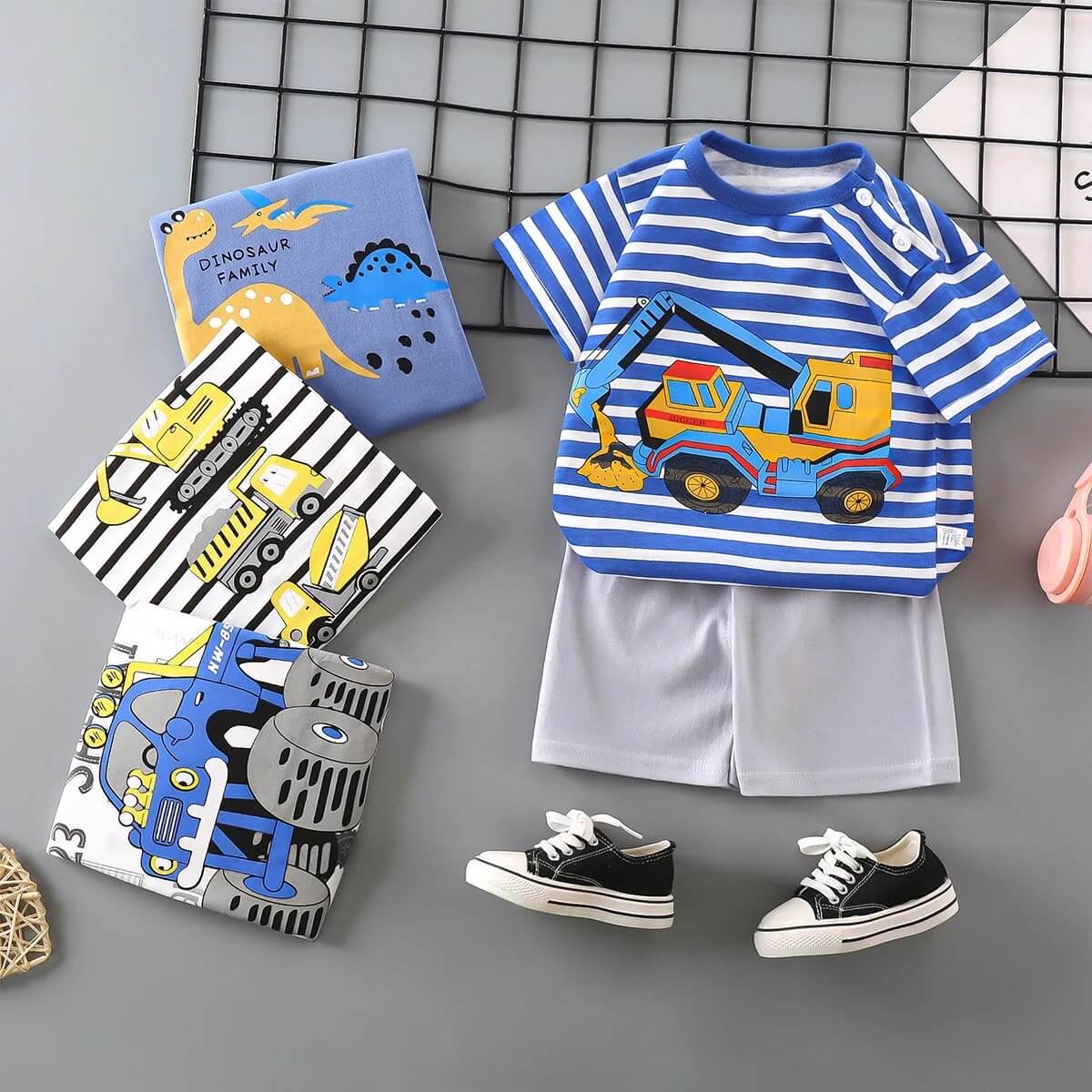 Baby Cartoon T-Shirt + Shorts Set