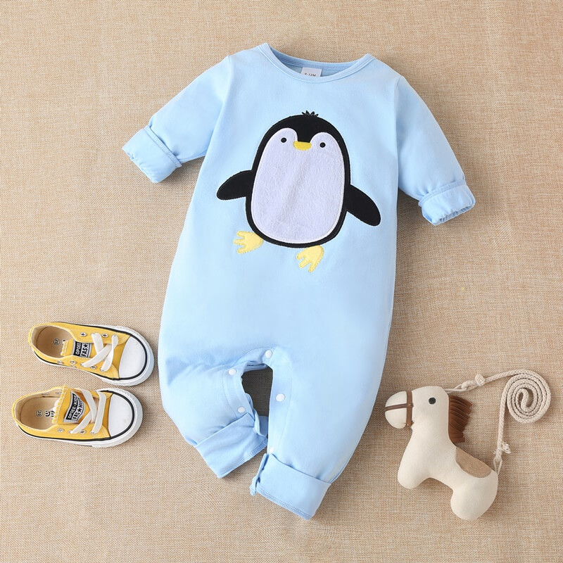 Cartoon Penguin Embroidered Bodysuit
