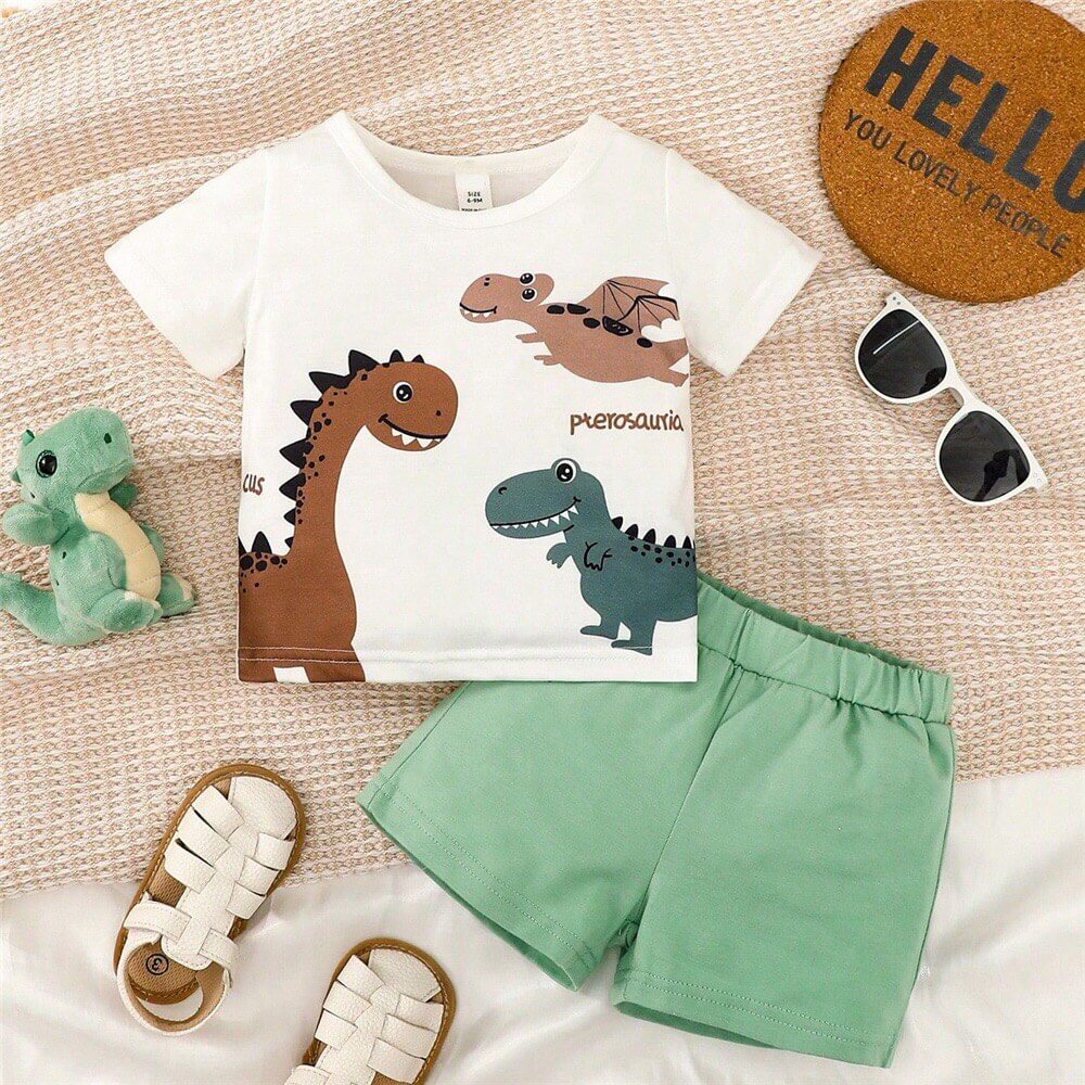 Dinosaur Print Tee & Shorts Set