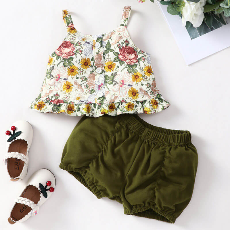 Baby Girl Floral Cami Top & Briefs Set
