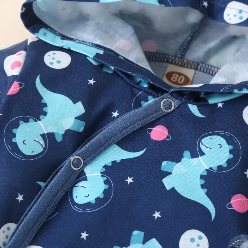 Dinosaur Planet Hooded Romper - Image 6