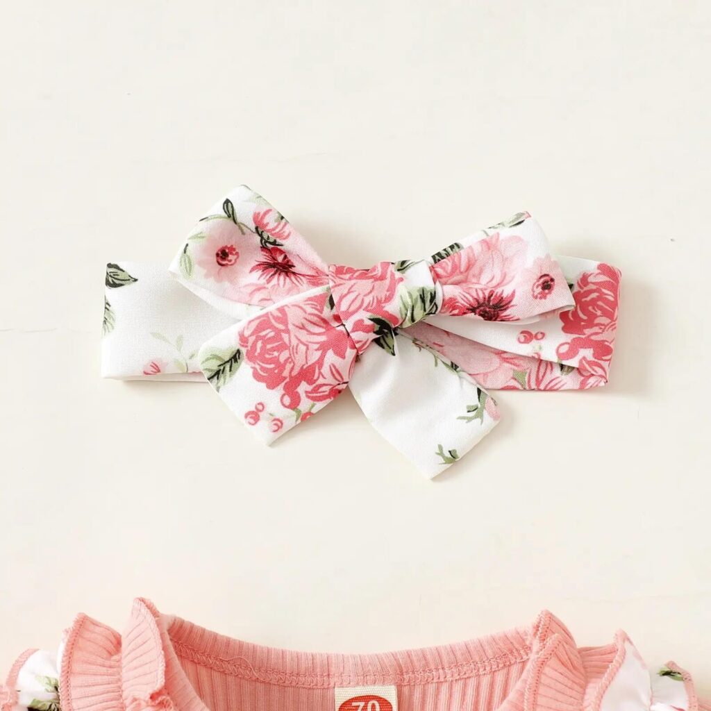 Floral Ruffle Onesie and Shorts Set with Headband | Little Wishes