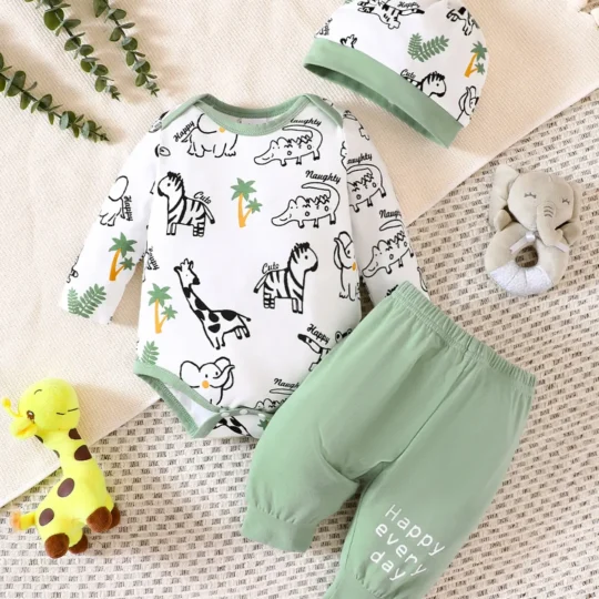 Safari Animals Bodysuit & Sweatpants With Hat