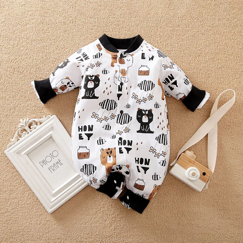 Cat N Bee Allover Print Baby Romper