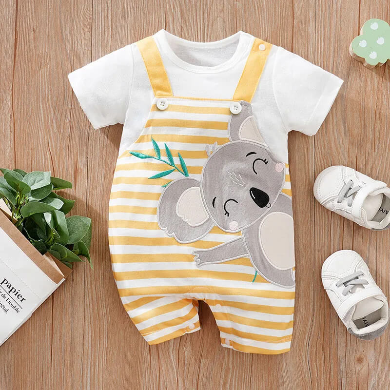 Baby Koala Striped Short Sleeve Romper