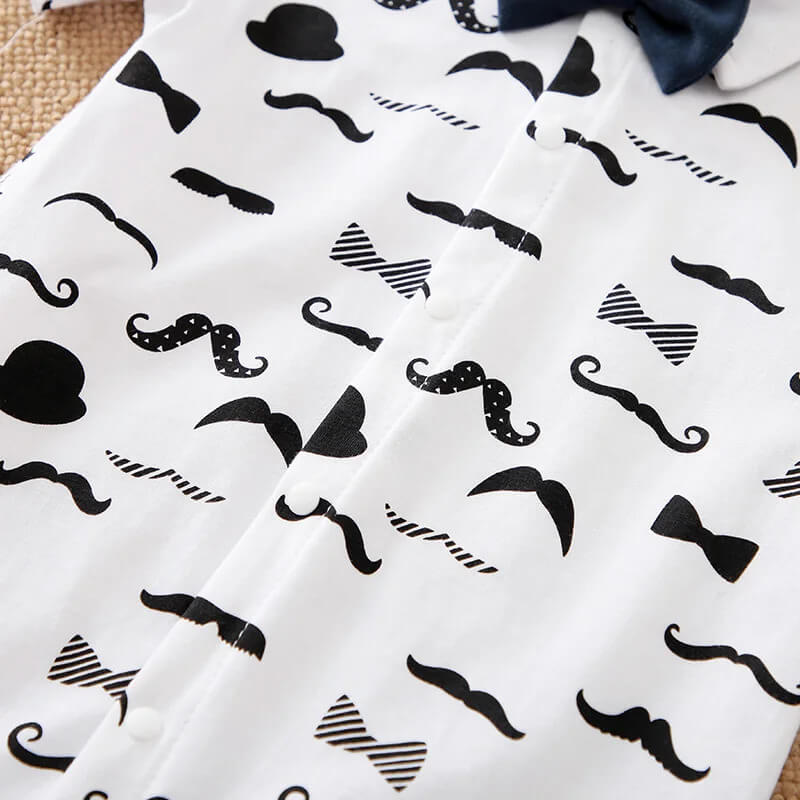 Mustache Pattern Gentleman Bowtie Romper - Image 3