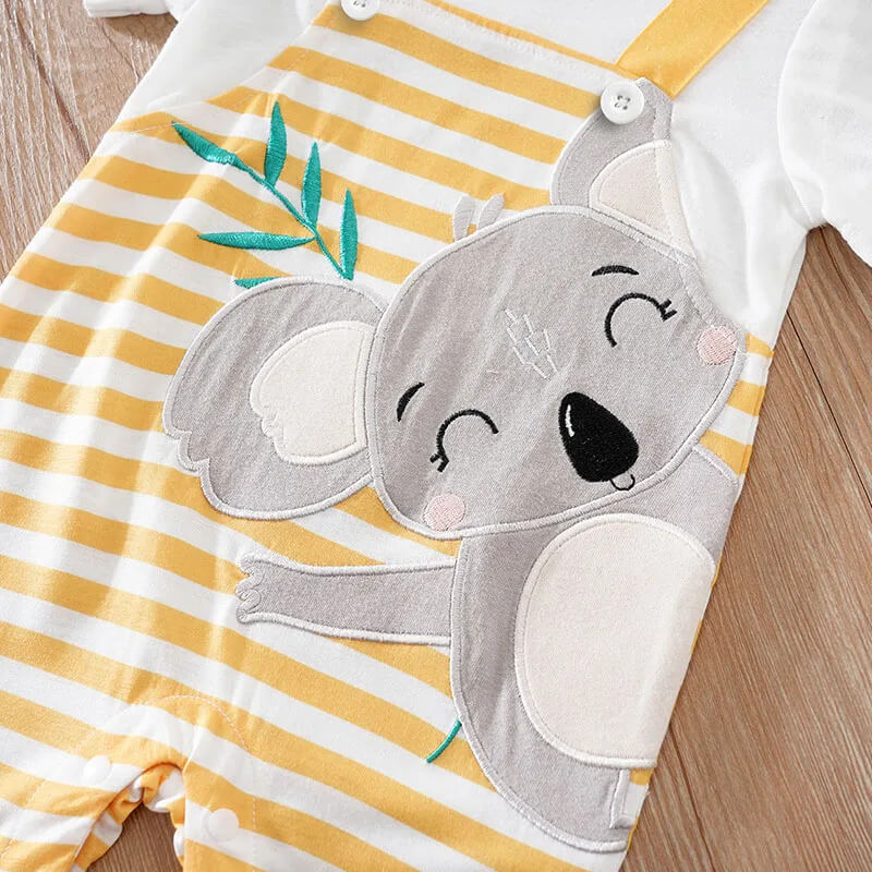 Baby Koala Striped Short Sleeve Romper - Image 4