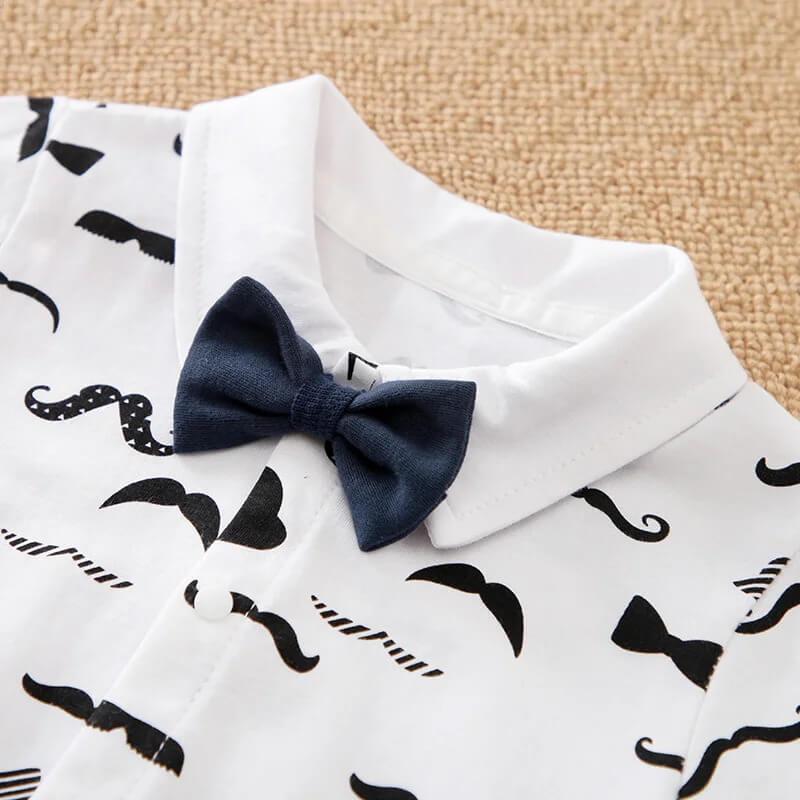 Mustache Pattern Gentleman Bowtie Romper - Image 4