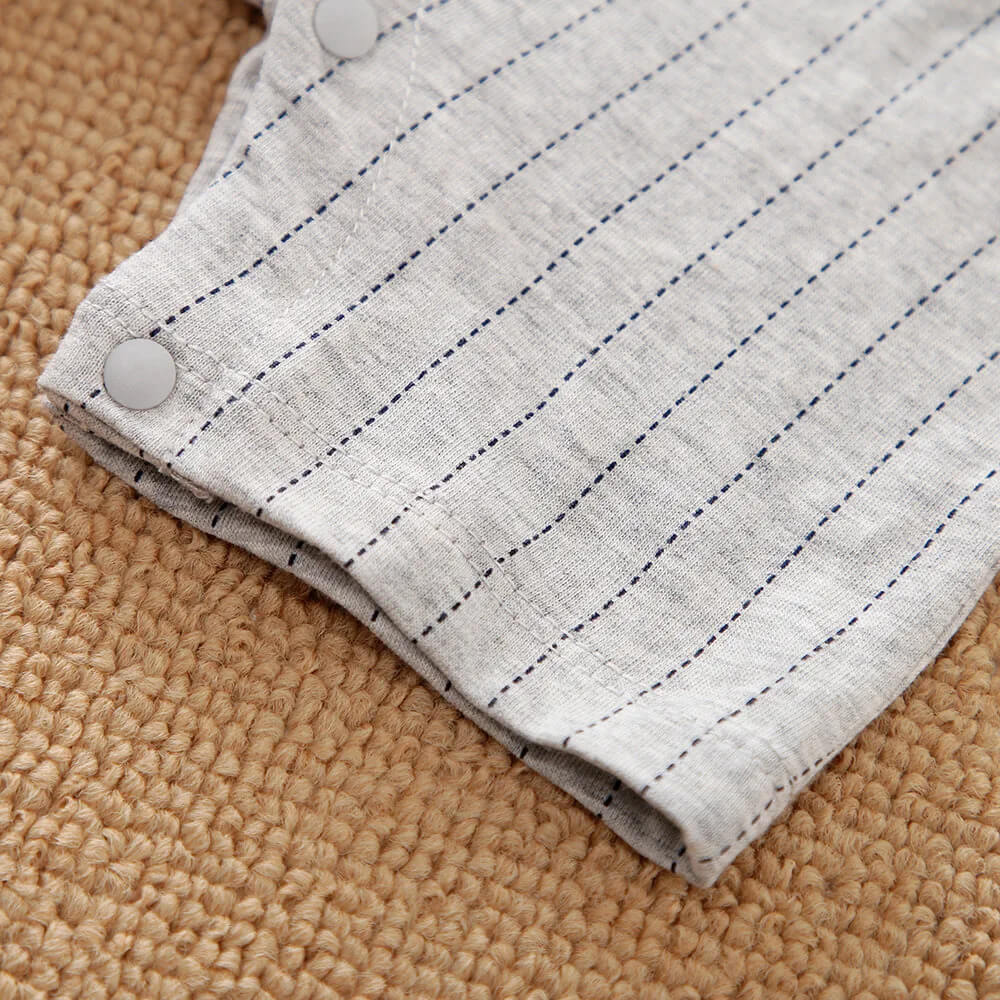 Striped Gentleman Romper With Bow Tie - Image 6