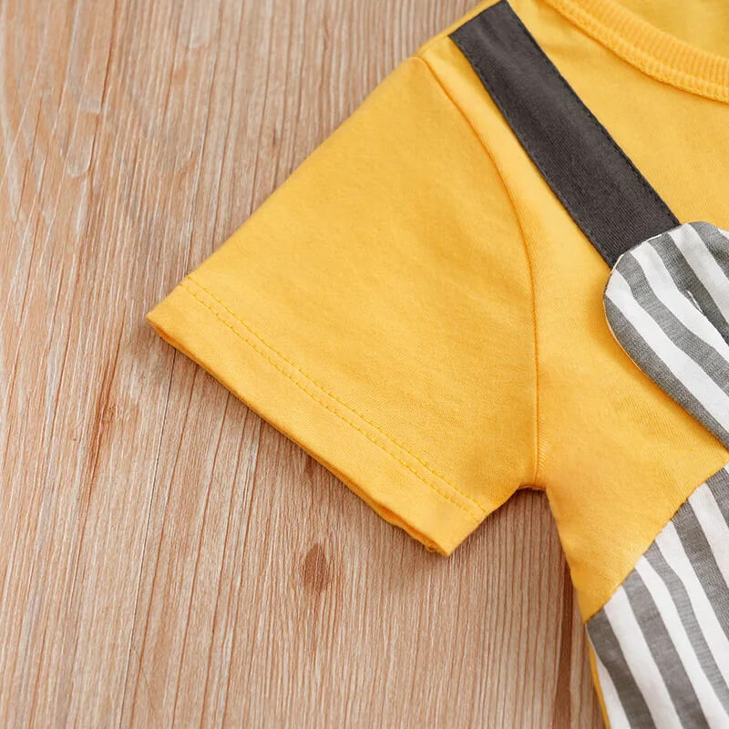 Striped Yellow Mouse Short Sleeve Romper - Image 6