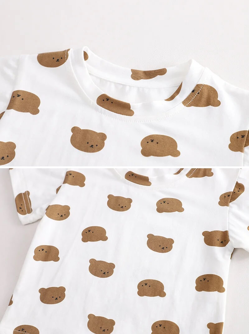 Cartoon Bear T-shirt Overalls Set - Image 5