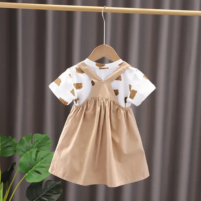 Cartoon Bear T-shirt Overalls Set - Image 4