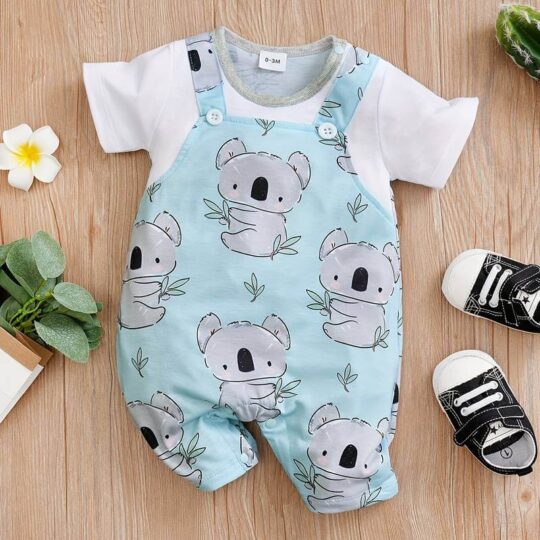 Koala Print Short Sleeve Romper