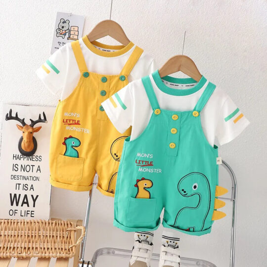 Little Monster T-Shirt Overalls Set
