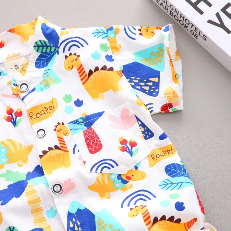 Dinosaur Print Casual Shirt Shorts Set - Image 5