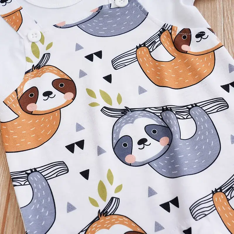 Sloth Print Short Sleeve Romper - Image 4