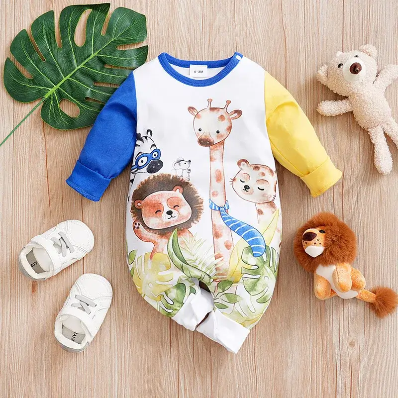 safari animals long sleeve jumpsuit