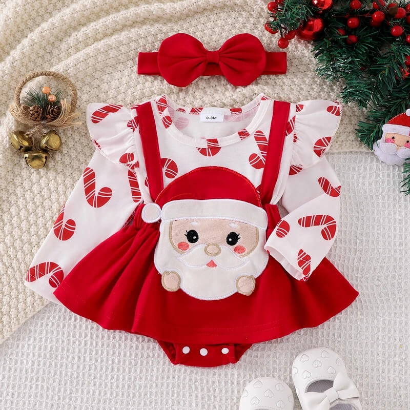 Christmas Red Santa Dress with Bow Headband