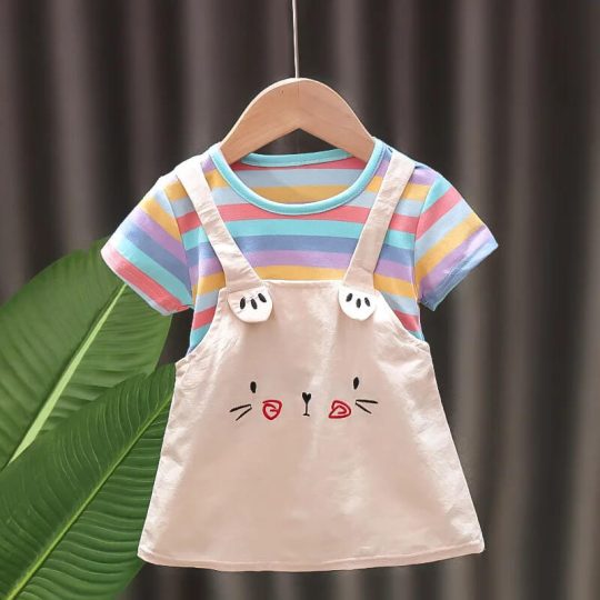 Striped Cats Splicing Dress
