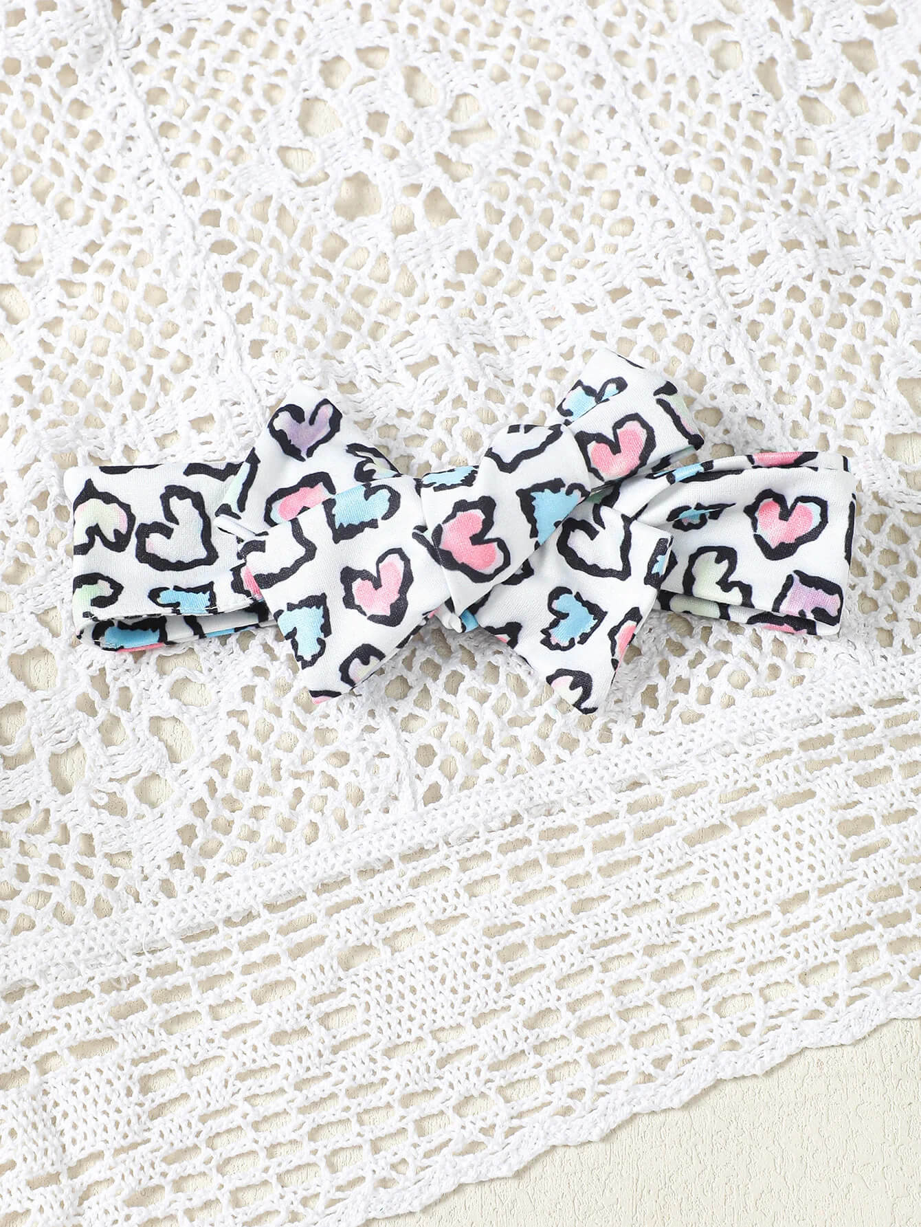 Heart Pattern Bowknot Dress with Headband - Image 6