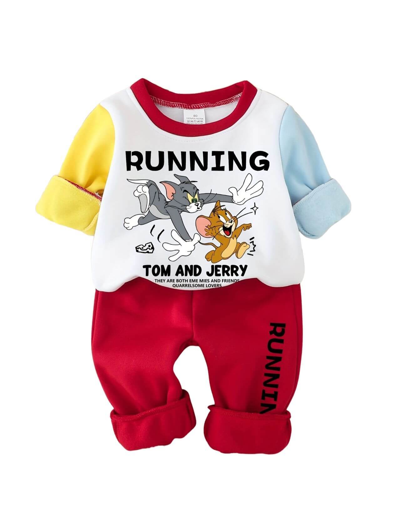 Running Cat & Mouse Fleece Sweatshirt & Pants Set