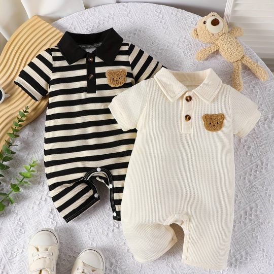 Bear Embroidered Polo Onesie
