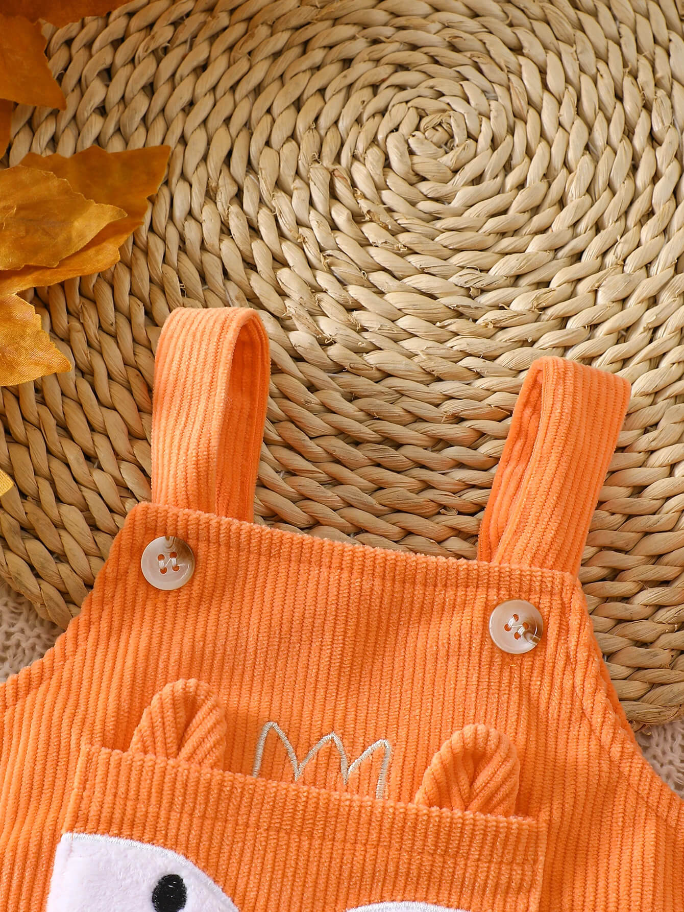 Fox Corduroy Romper with Button Straps - Image 3