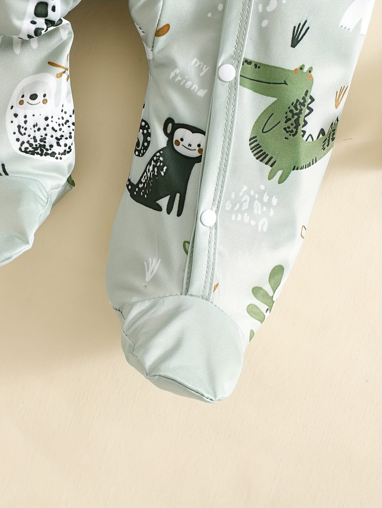 Safari Animal Print Footed Onesie - Image 5