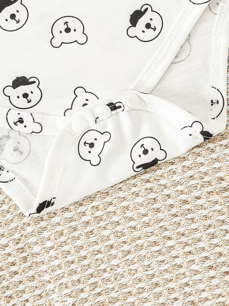 Bear Print Romper & Overalls Jumpsuit - Image 3