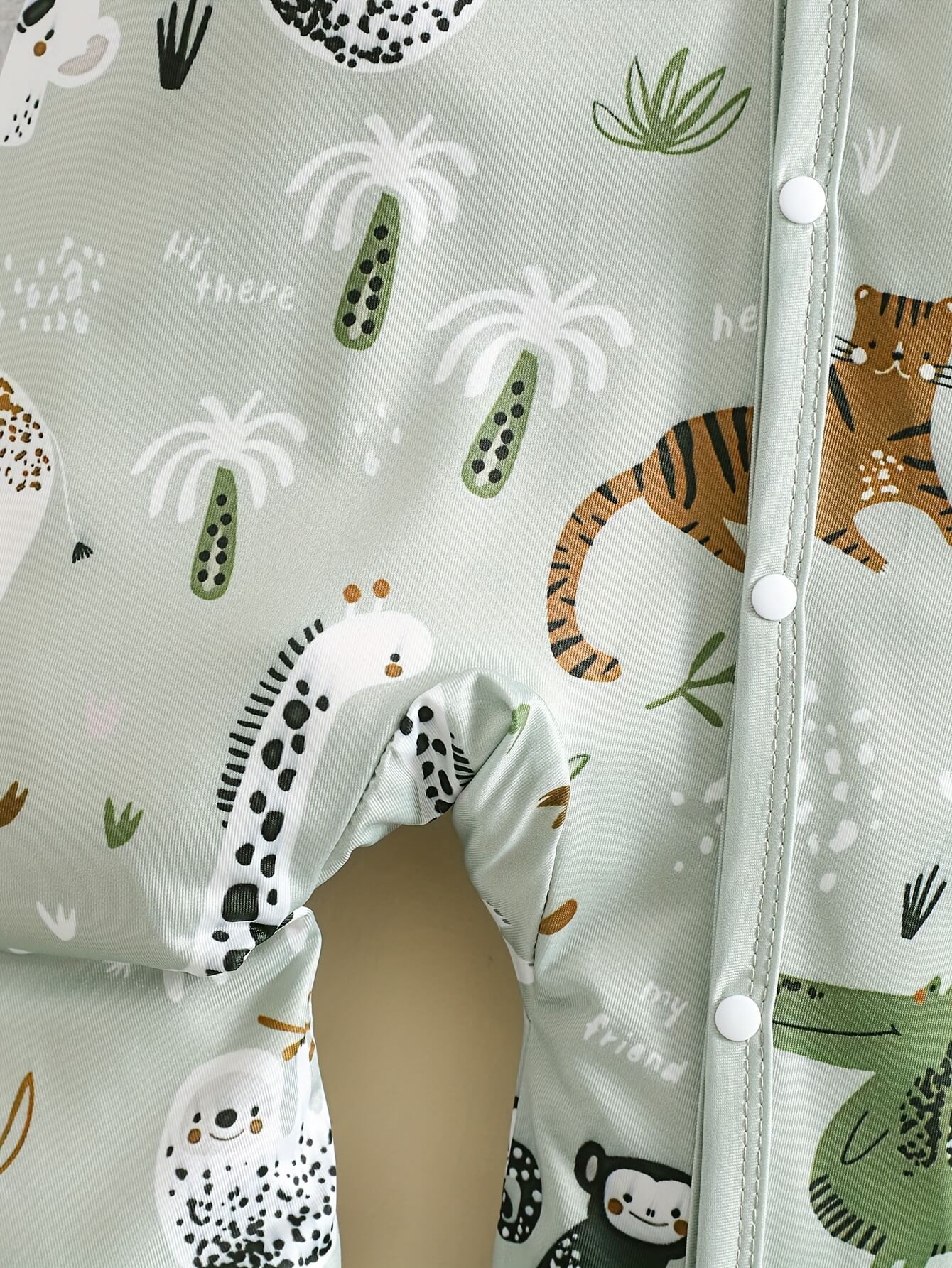 Safari Animal Print Footed Onesie - Image 4