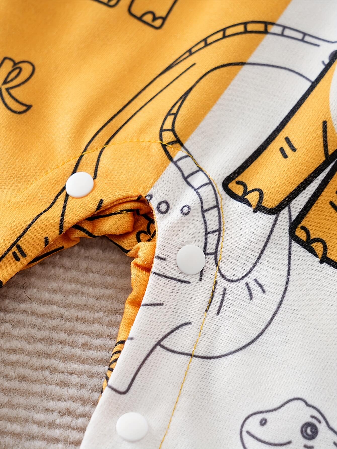 Dinosaur Print Baby Romper with Tail - Image 4