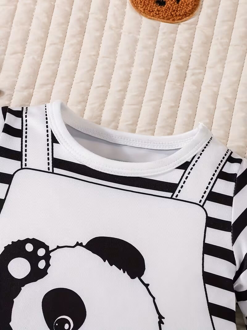 Panda Print Baby Short Sleeve Jumpsuit - Image 3