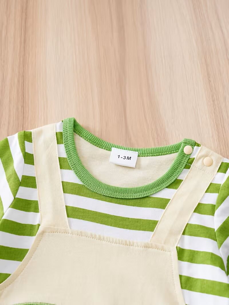 Dinosaur Embroidered Suspender Baby Romper - Image 3