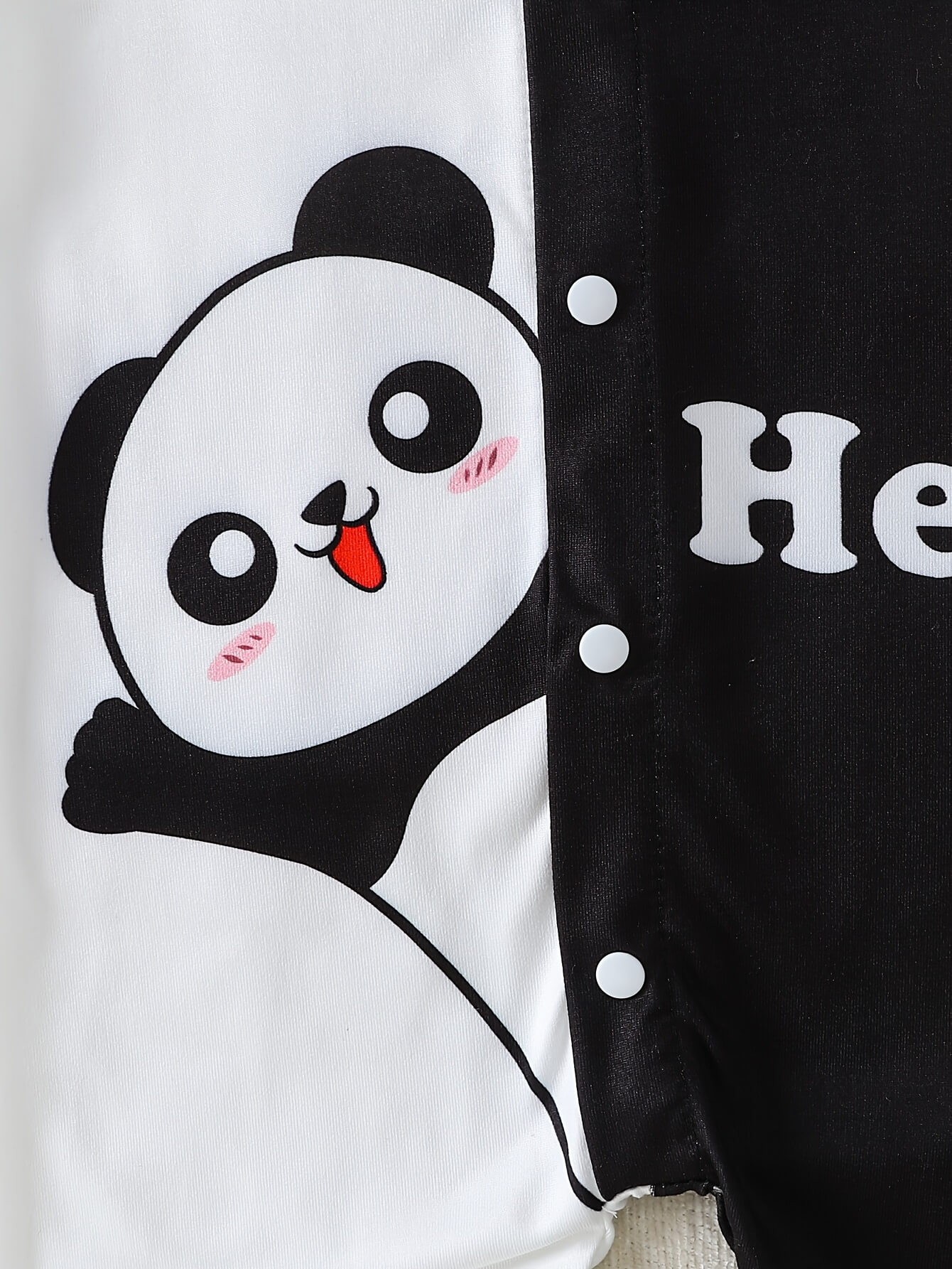 Panda Print Baby Bodysuit with Hat Set - Image 3