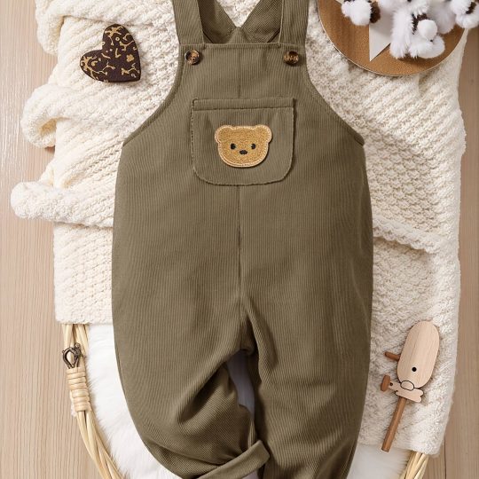 Bear Pocket Corduroy Baby Overalls