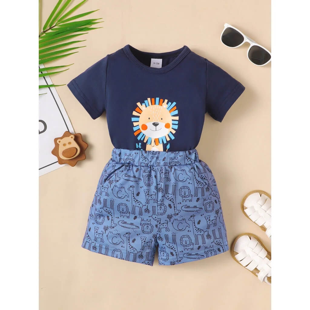 Lion Print Bodysuit & Shorts Set - Image 3