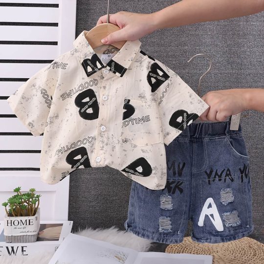 Goodtime Print Shirt + Denim Shorts Set